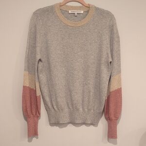 Forever 21 Gray, Cream, and Pink Crew Neck Sweater